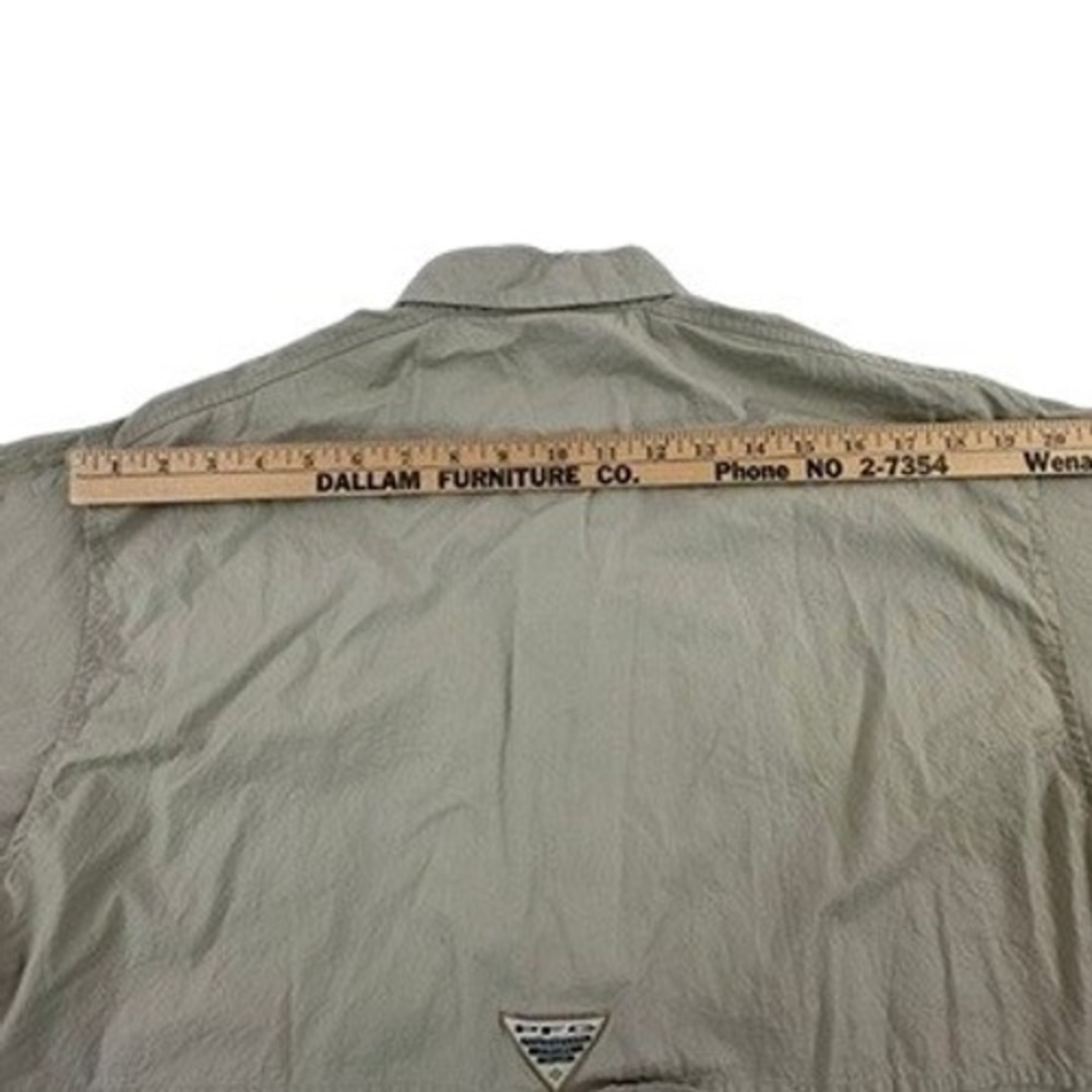 Columbia Mens S PFG Fishing Shirt Tan Short Sleeve NCC Pennant FM7130 - Picture 11 of 14